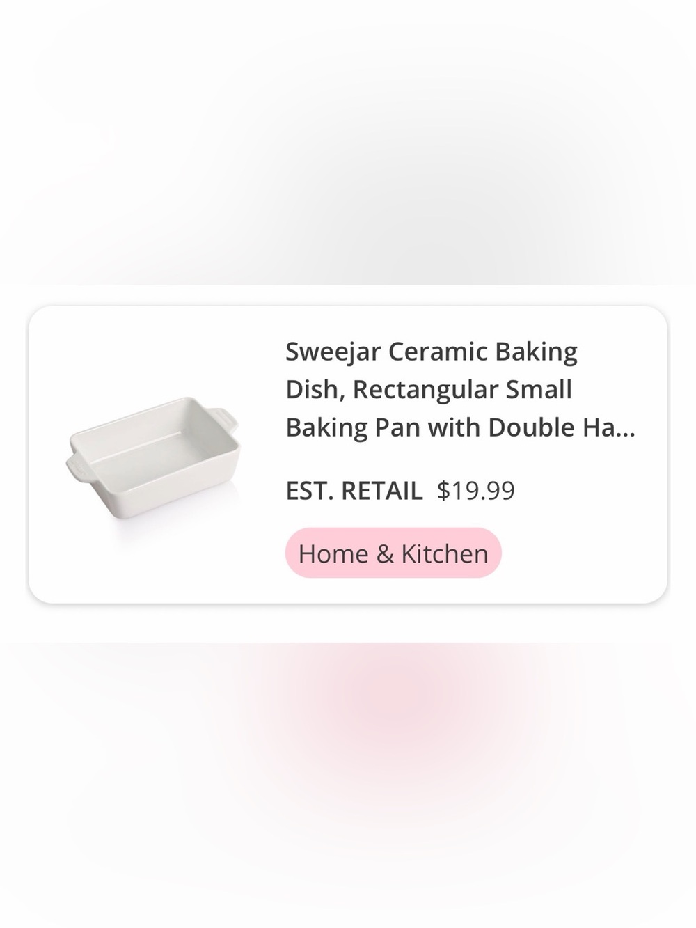 White Ceramic Rectangular Baking Dish with Double Handles